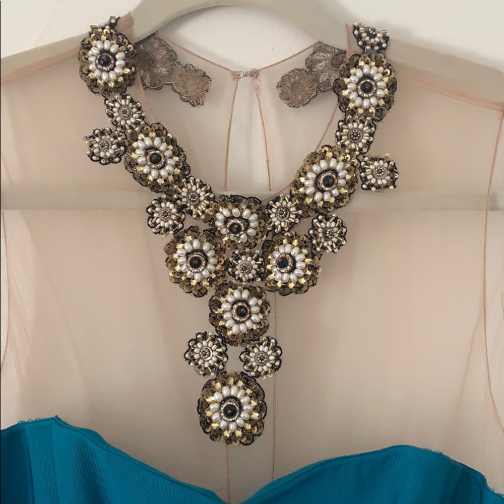 Marchesa Notte necklace illusion hi low dress - 2 - Picture 2 of 4